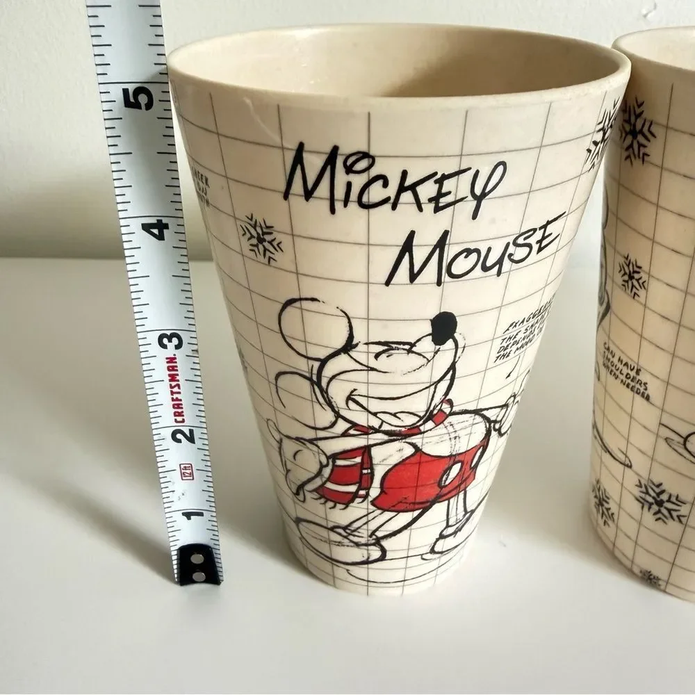 Disney Mickey Mouse Vintage Retro Cup Set Of 4 Collectible Kitchen Drinkware